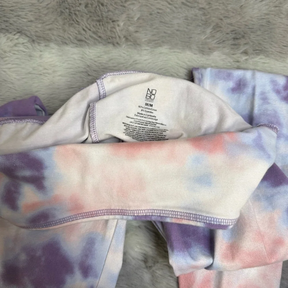 NoBo Tie-Dye Leggings in Purple and Pink | Comfy Cotton Athleisure - Picture 2 of 2